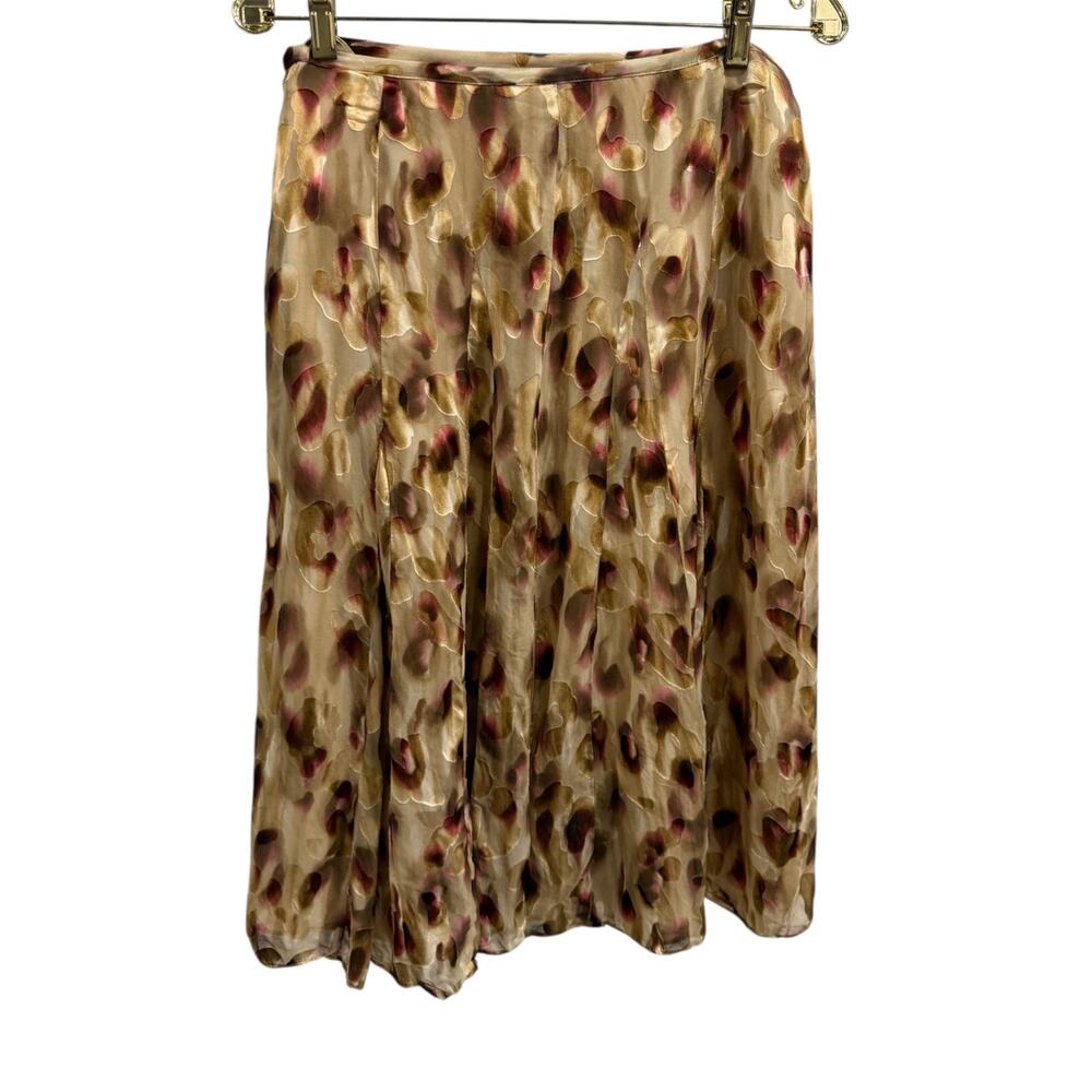 Y2K Jones New York 6 Silk Velvet Burnout Abstract Animal Print MIDI Skirt Fairy